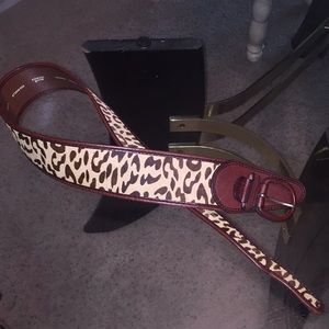 Fossil Wide Genuine Leather Mole Fur Hair Unique Belt